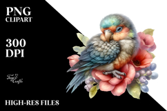 Baby Parrot Sleeping on Flower PNG Product Image 2