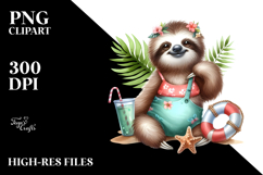 Baby Sloth in Beachwear, PNG Product Image 2