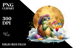 Turtle in Beachwear, High-Quality PNG Product Image 2