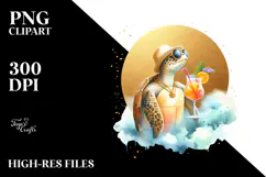 Turtle in Beachwear, High-Quality PNG Product Image 2