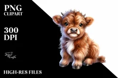 Cute Baby Highland Cow Watercolor Product Image 3
