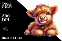 Cute Baby Highland Cow Watercolor Product Image 1