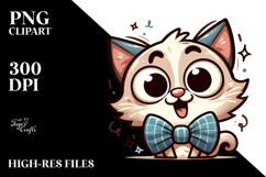 Cartoony Cat with Bow Tie PNG Product Image 2