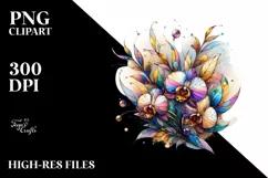Pastel Wooden Stained Orchid Sticker Clipart Product Image 1