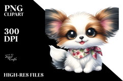 Baby Cartoon Papillon with Big Eyes, Watercolor PNG Product Image 2