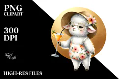 Hipster Lamb Drinking Cocktail, High-Res PNG Product Image 2