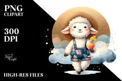 Hipster Lamb Drinking Cocktail, High-Res PNG Product Image 2