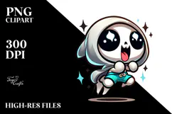 Cute Cartoon Reaper on Beach, Transparent PNG Product Image 2