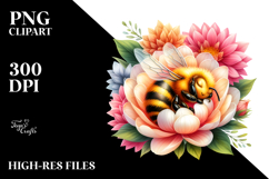 Baby Bee Sleeping in Flower Petals | Clipart Product Image 2