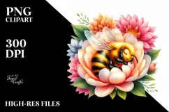 Baby Bee Sleeping in Flower Petals | Clipart Product Image 3