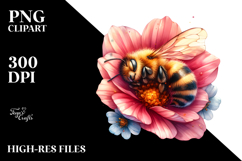 Sleeping Baby Bee in Flower Petals | Sublimation | Clipart Product Image 2