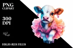 Colorful Baby Cow with Paso Doble Dancer Costume PNG Product Image 1