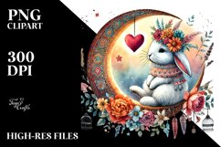 Colorful Boho Baby Rabbit Moon PNG Product Image 2