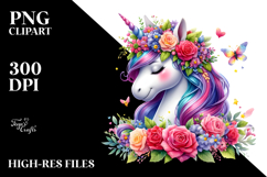 Happy Baby Unicorn with Floral Wreath Product Image 2