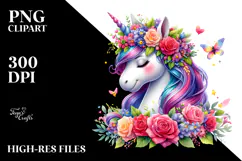 Happy Baby Unicorn with Floral Wreath Product Image 2