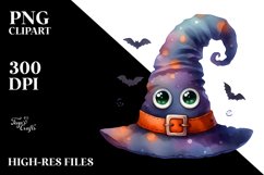 Funny Watercolor Halloween Hat Clipart Product Image 1