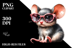 Sitting Baby Mouse with Sunglasses | Sublimation | Clipart Product Image 2
