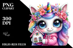 Cute Baby Unicorn with Tiny Hose PNG Product Image 2
