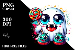 Adorable Ghost with Monster Slippers PNG Product Image 2