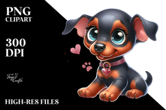 Baby Doberman Pinscher with Big Eyes PNG Product Image 2