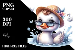 Cool Baby Swan with Hat and Sunglasses PNG Product Image 2