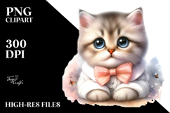 Watercolor Baby Cat with Big Eyes, Transparent PNG Product Image 2