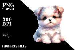 Cute Baby Dog in Style PNG Product Image 2