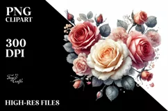Watercolor Roses Heart PNG Product Image 2