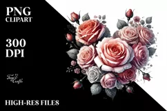 Watercolor Roses Heart PNG Product Image 2