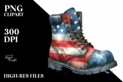 USA Color Boots Watercolor | Sublimation Clipart Product Image 3