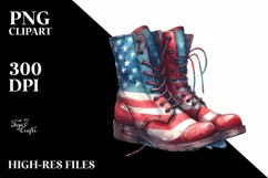 USA Color Boots Watercolor | Sublimation Clipart Product Image 1