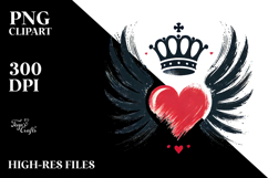 Simple Paintbrush Style Heart with Wings, PNG Product Image 2