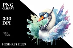 Colorful Swan with Scuba Helmet | Sublimation Clipart Product Image 3