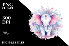 Vibrant Watercolor Pastel Elephant | Sublimation | Clipart Product Image 2
