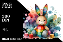 Colorful Bunny Made of Wood PNG Product Image 2
