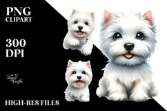 Cute West Highland White Terrier with Big Eyes PNG Product Image 2