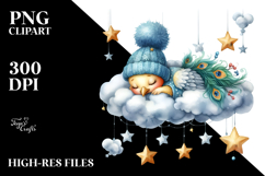 Watercolor Whimsical Baby Peacock | Sublimation | Clipart Product Image 2