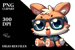 Silly Cartoon Rabbit with Oversized Sunglasses PNG Product Image 2