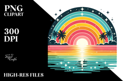 Retro Tropical Rainbow Sunset PNG Product Image 2