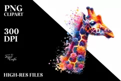 Vibrant Giraffe Flowers Artistic Watercolor Product Image 1