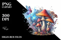 Magical Mushroom Watercolor Splash PNG Product Image 3