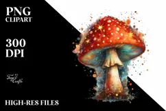 Magical Mushroom Watercolor Splash PNG Product Image 1