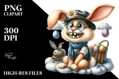 Leather Bunny on Cloud with Eggs PNG Product Image 2