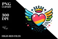 Simple Paintbrush Heart with Wings PNG Product Image 2