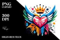 Simple Heart with Wings, Transparent PNG Product Image 2