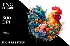 Vibrant Chicken Flowers Artistic Watercolor Product Image 3