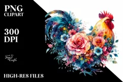 Vibrant Chicken Flowers Pastel Watercolor Product Image 1