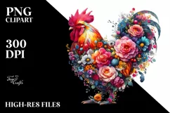 Vibrant Chicken Flowers Artistic Watercolor Product Image 3