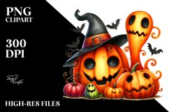Vibrant Halloween Pumpkin Clipart Product Image 1