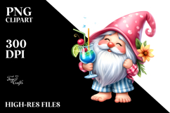 Whimsical Gnome with Cocktail, PNG File Product Image 2